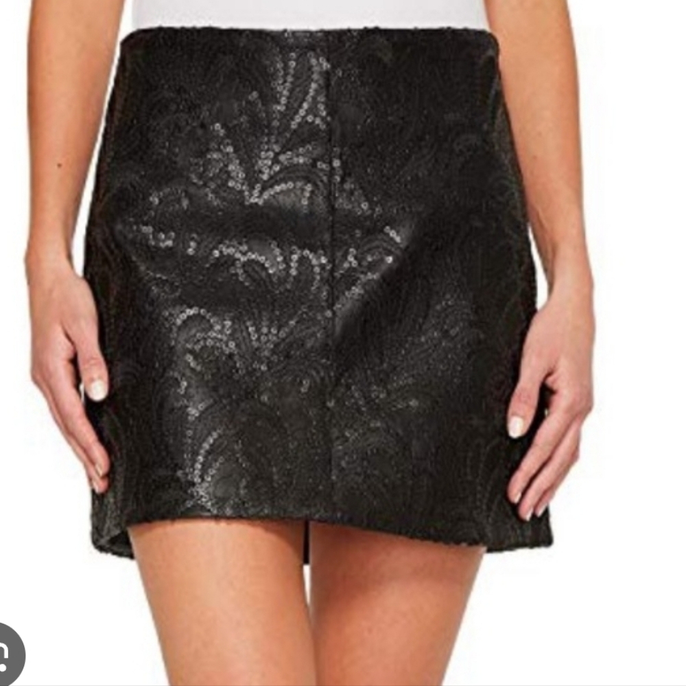 BlankNYC Black Vegan Leather Sequined Mini Skirt